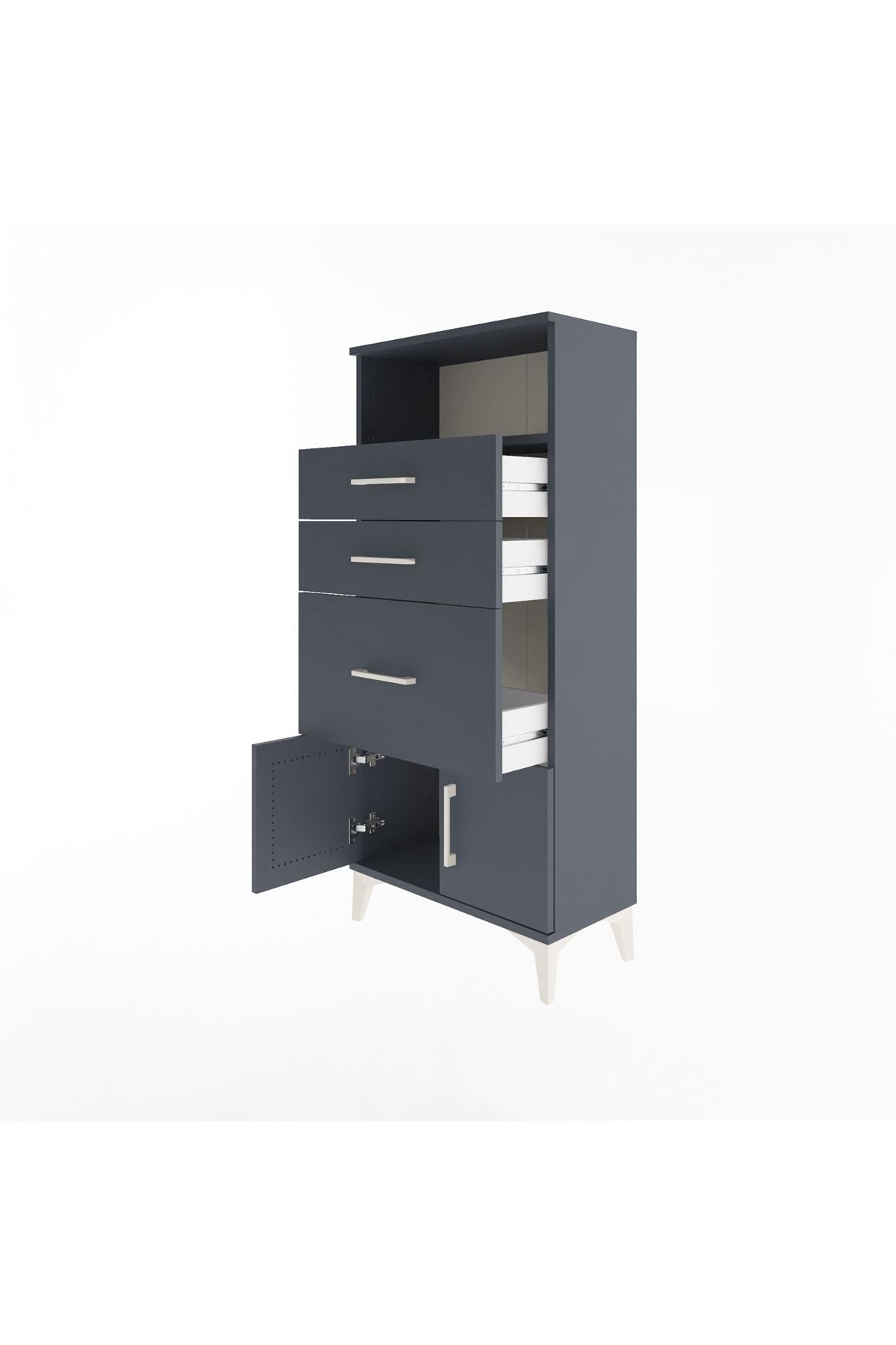 Arges Dolap Tek Raflı 3 Çekmeceli 2 Kapaklı 60x30x134 - S17M081V5A