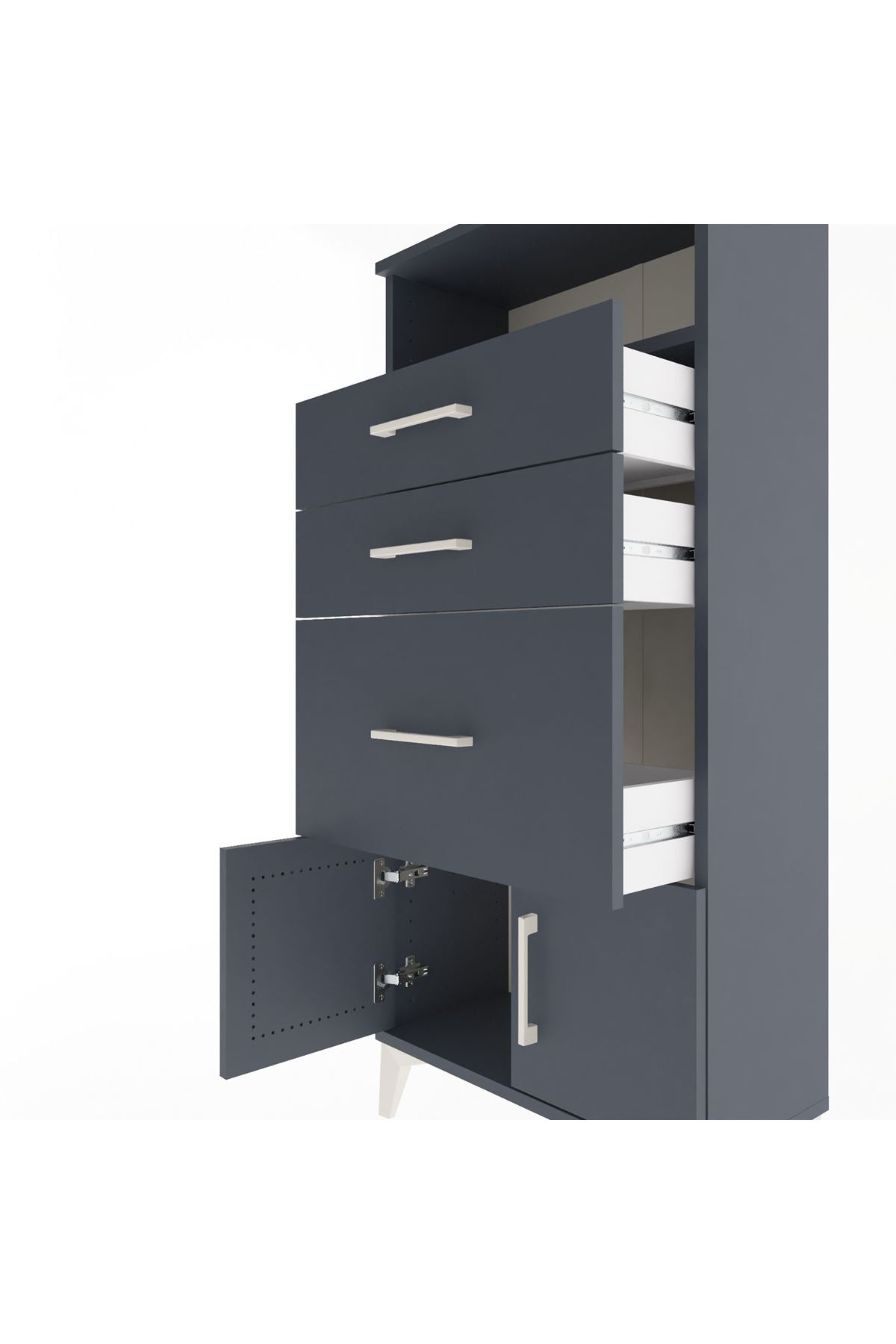 Arges Dolap Tek Raflı 3 Çekmeceli 2 Kapaklı 60x30x134 - S17M081V5A