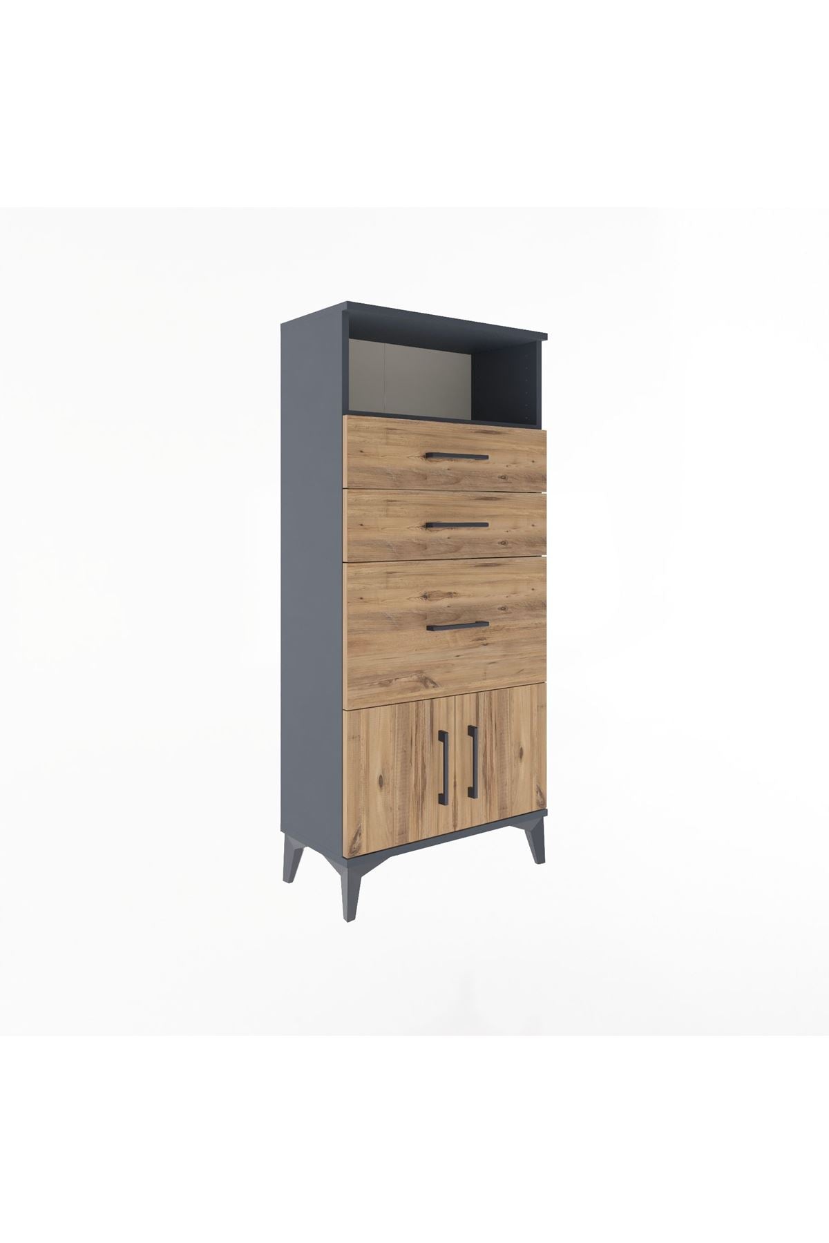 Arges Dolap Tek Raflı 3 Çekmeceli 2 Kapaklı 60x30x134 - S17M081V6A