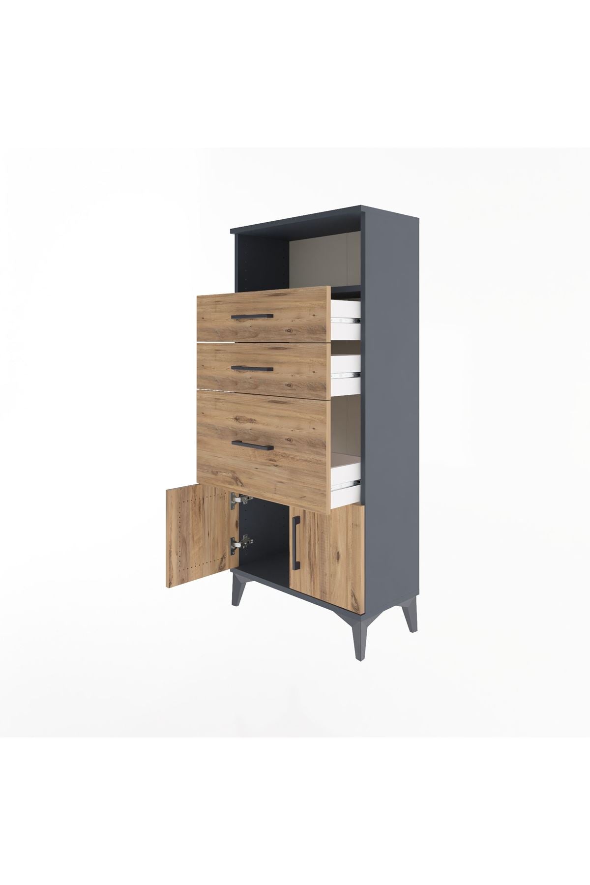Arges Dolap Tek Raflı 3 Çekmeceli 2 Kapaklı 60x30x134 - S17M081V6A