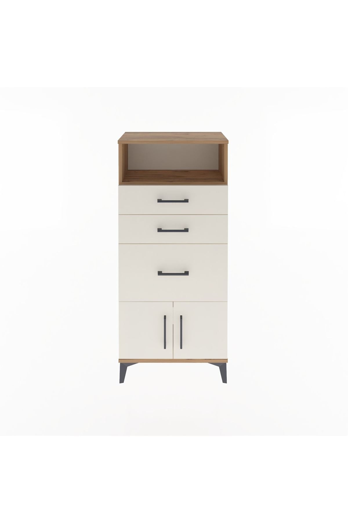 Arges Dolap Tek Raflı 3 Çekmeceli 2 Kapaklı 60x30x134 - S17M081V7A