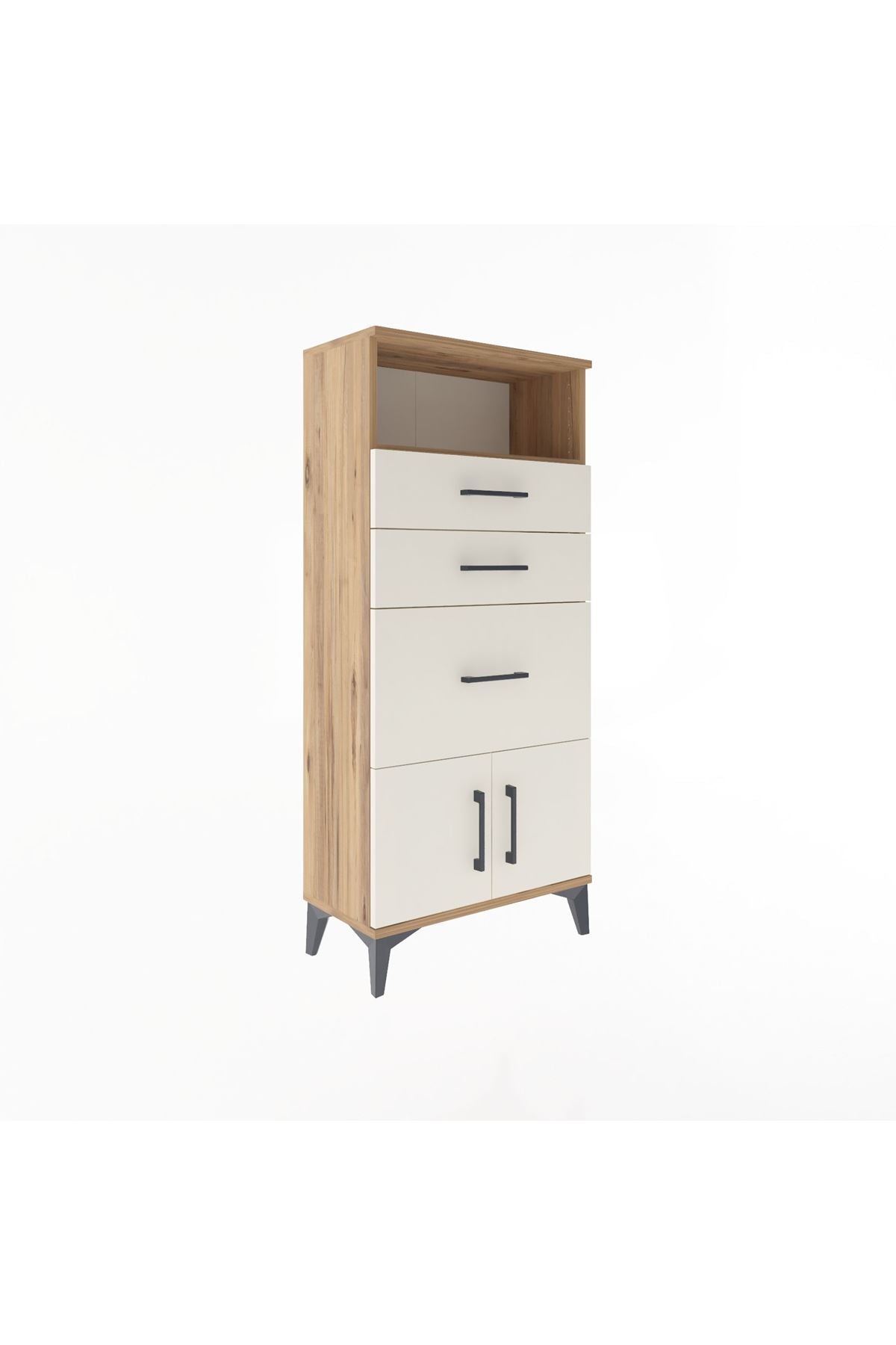 Arges Dolap Tek Raflı 3 Çekmeceli 2 Kapaklı 60x30x134 - S17M081V7A