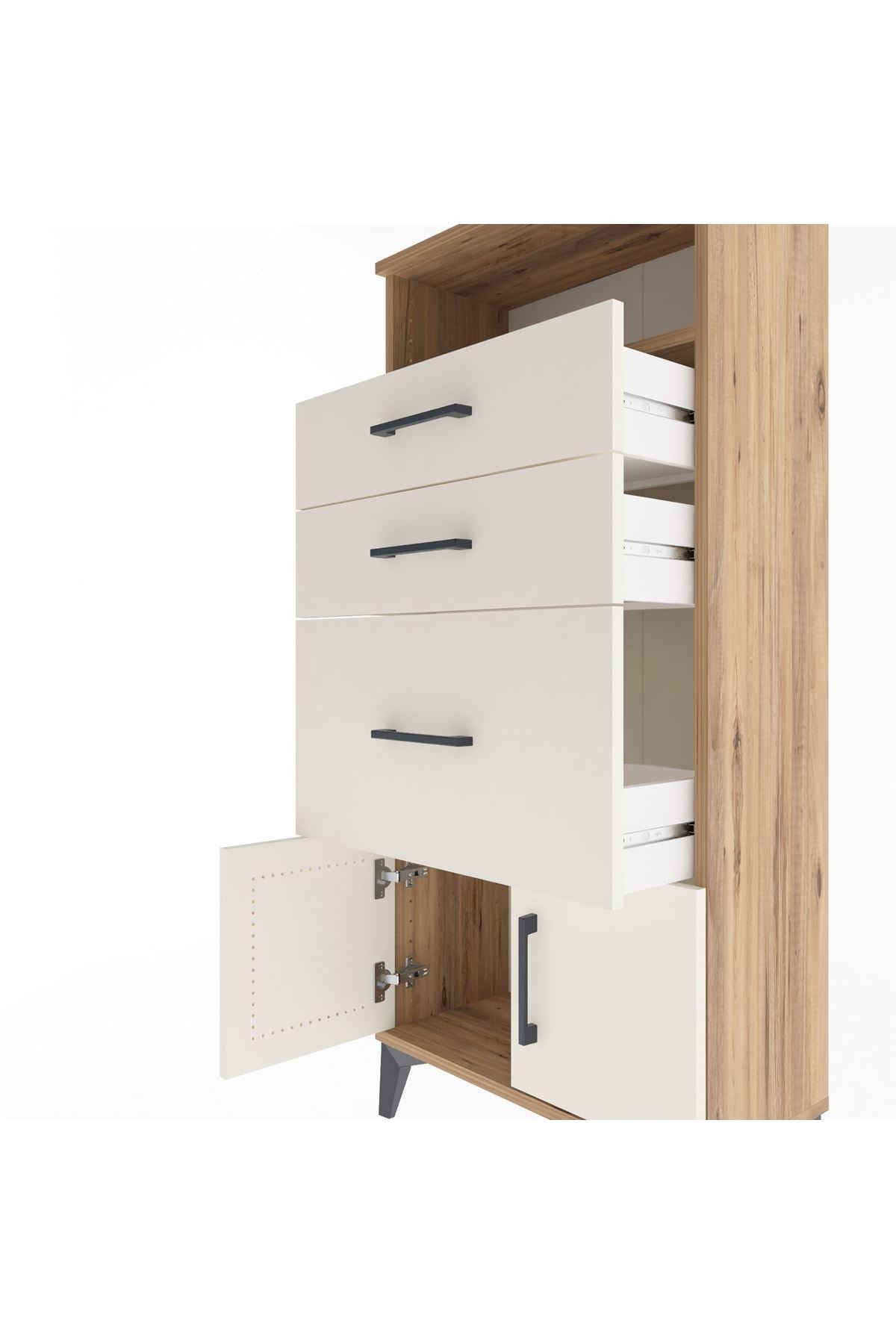 Arges Dolap Tek Raflı 3 Çekmeceli 2 Kapaklı 60x30x134 - S17M081V7A