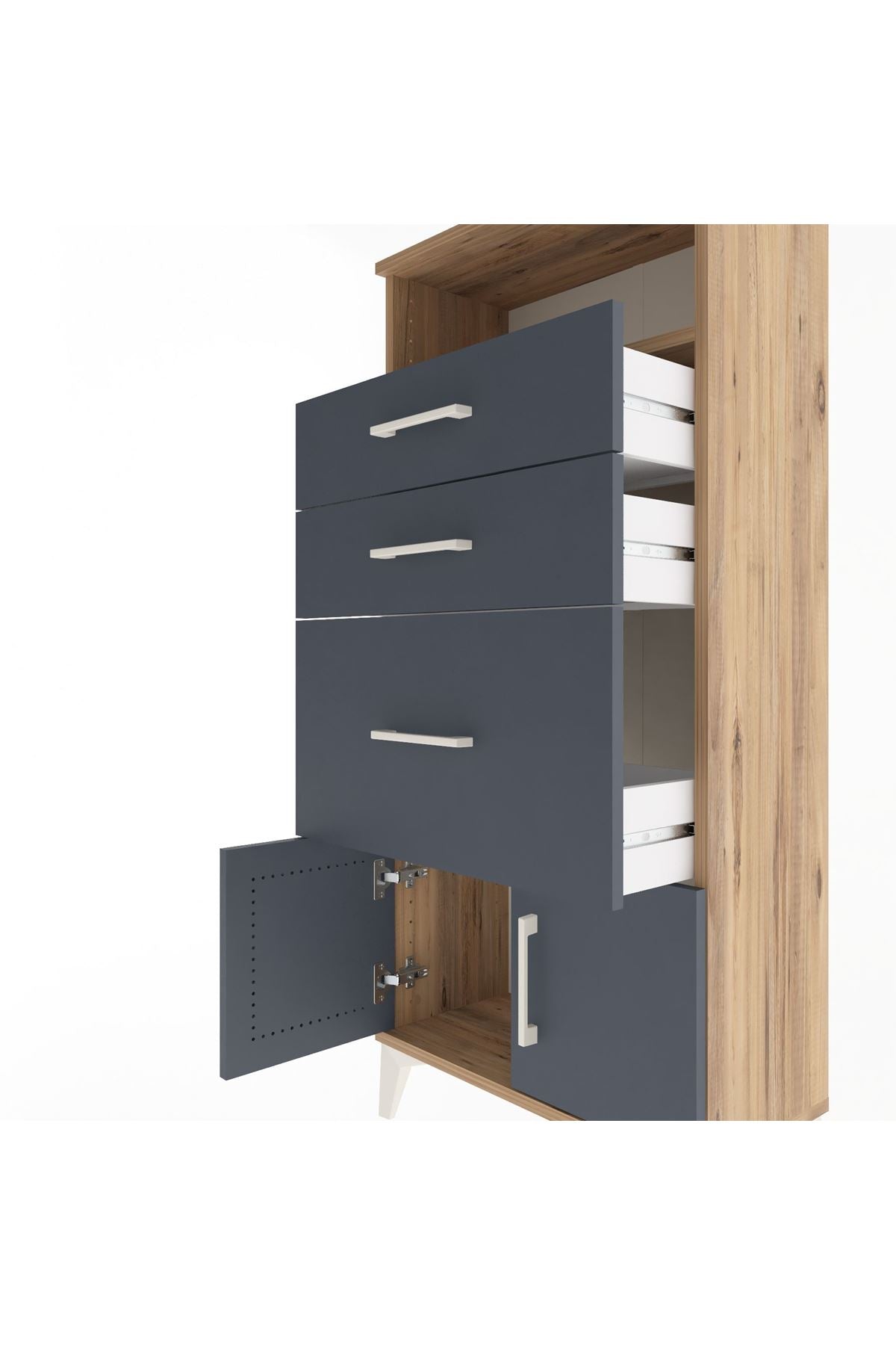 Arges Dolap Tek Raflı 3 Çekmeceli 2 Kapaklı 60x30x134 - S17M081V8A