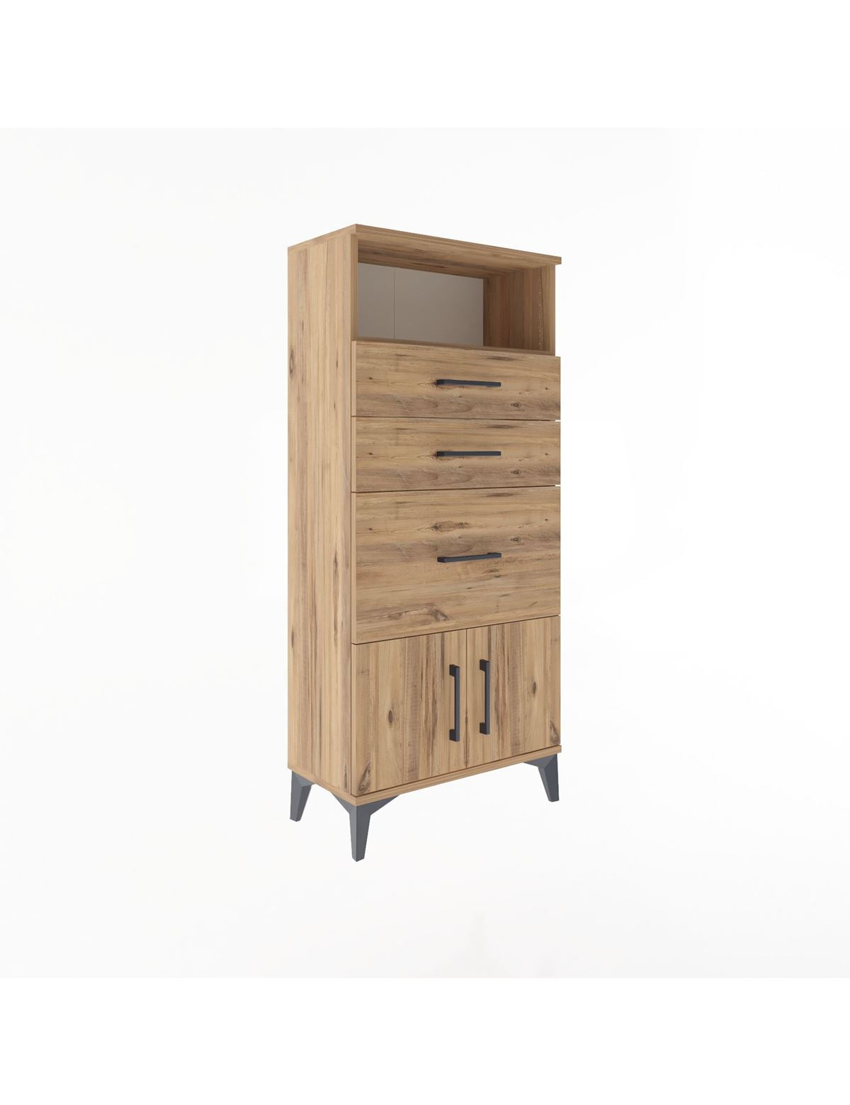 Arges Dolap Tek Raflı 3 Çekmeceli 2 Kapaklı 60x30x134 - S17M081V9A