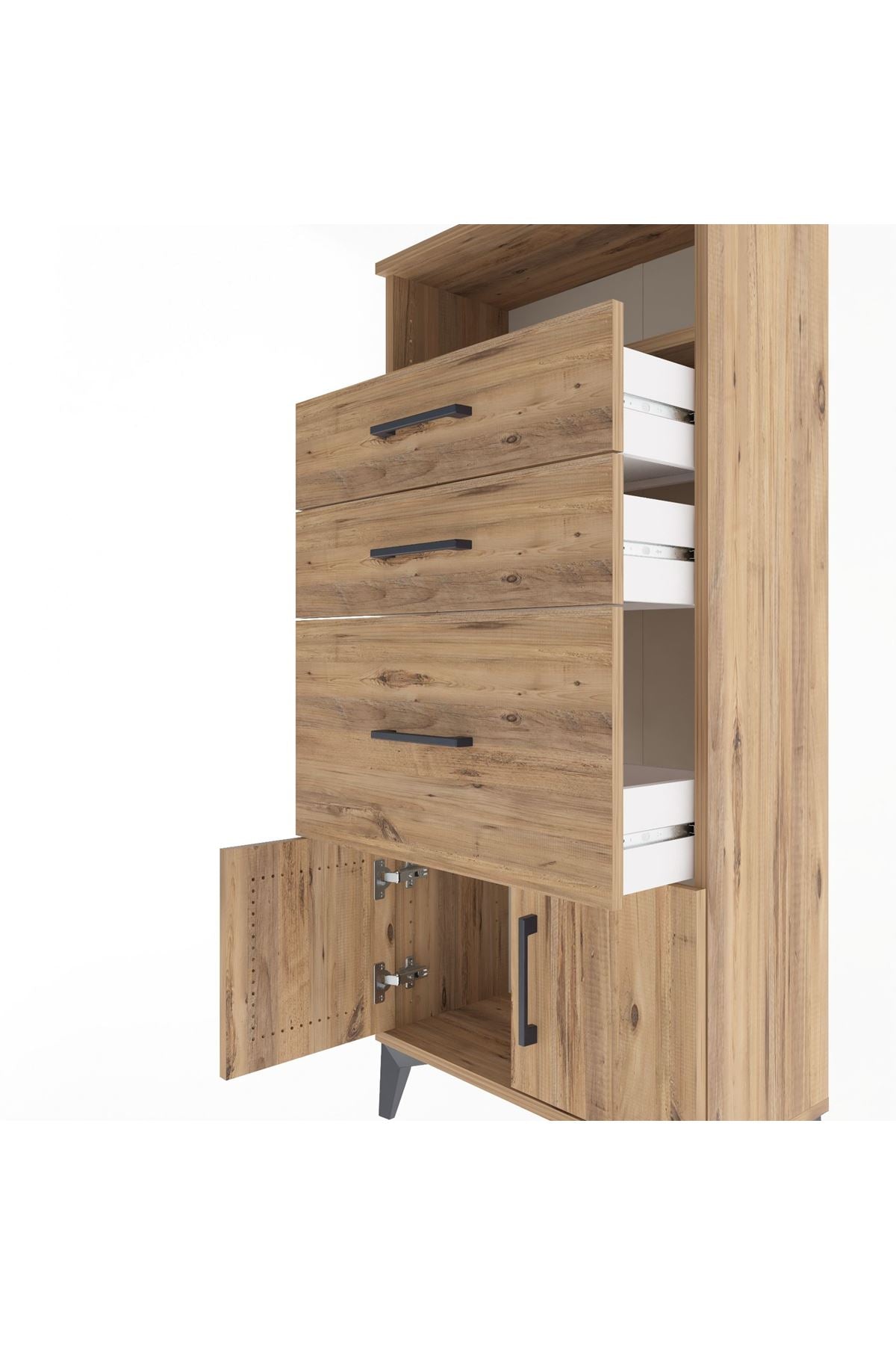 Arges Dolap Tek Raflı 3 Çekmeceli 2 Kapaklı 60x30x134 - S17M081V9A