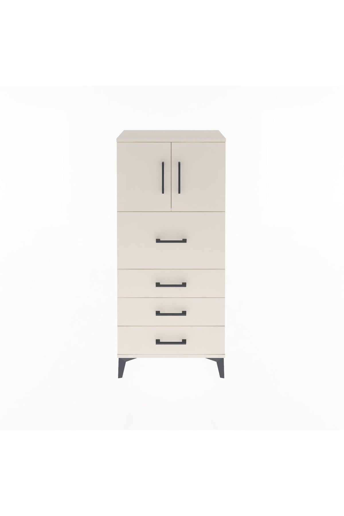 Arges Dolap Tek Raflı 4 Çekmeceli 2 Kapaklı 60x30x134 - S17M082V1A