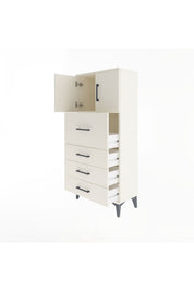 Arges Dolap Tek Raflı 4 Çekmeceli 2 Kapaklı 60x30x134 - S17M082V1A