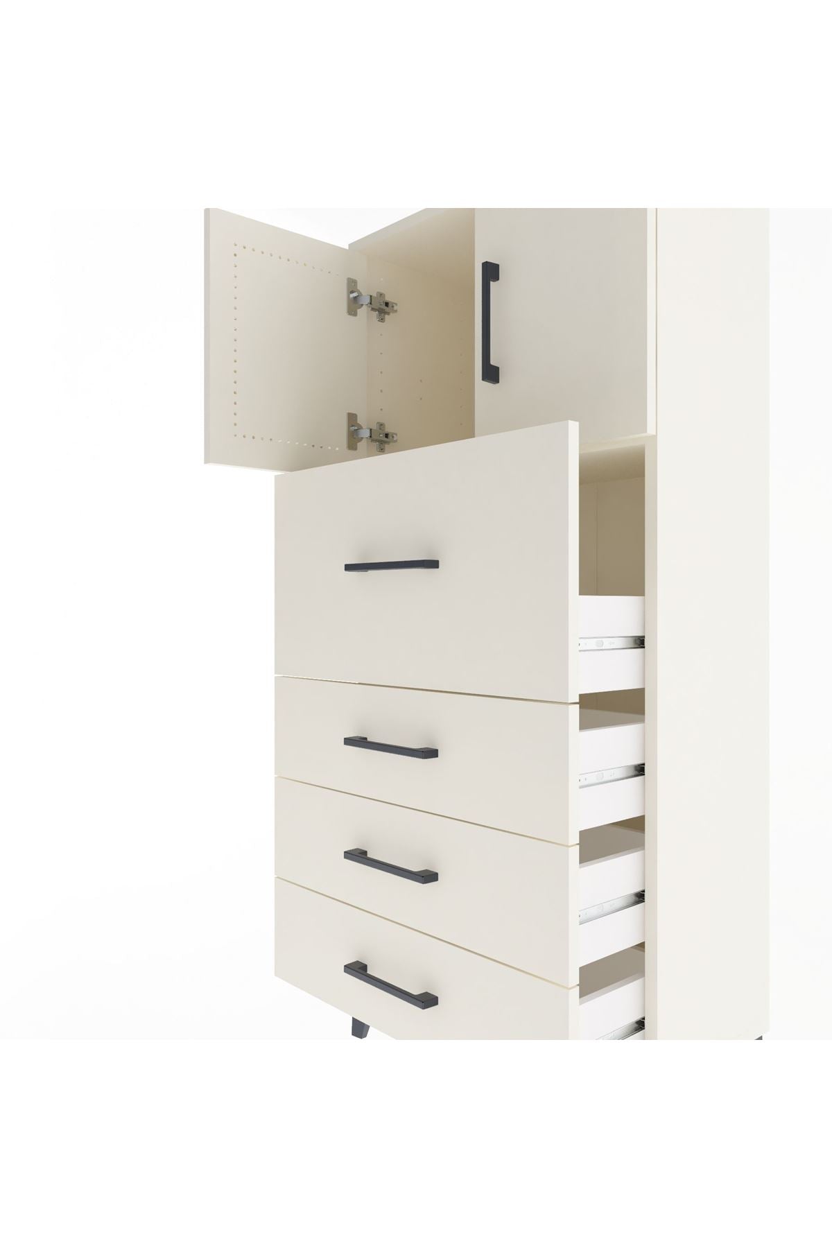 Arges Dolap Tek Raflı 4 Çekmeceli 2 Kapaklı 60x30x134 - S17M082V1A