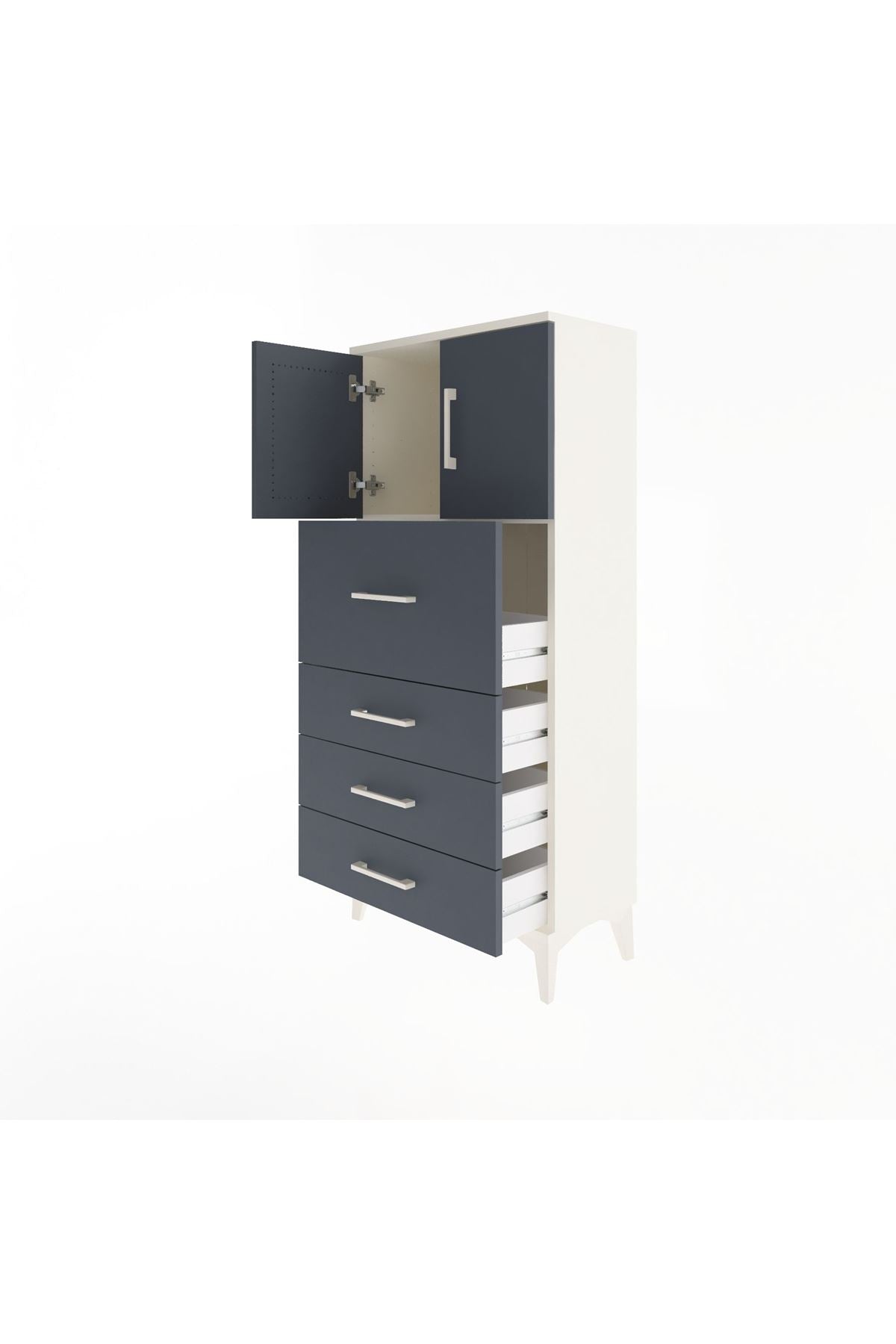 Arges Dolap Tek Raflı 4 Çekmeceli 2 Kapaklı 60x30x134 - S17M082V2A