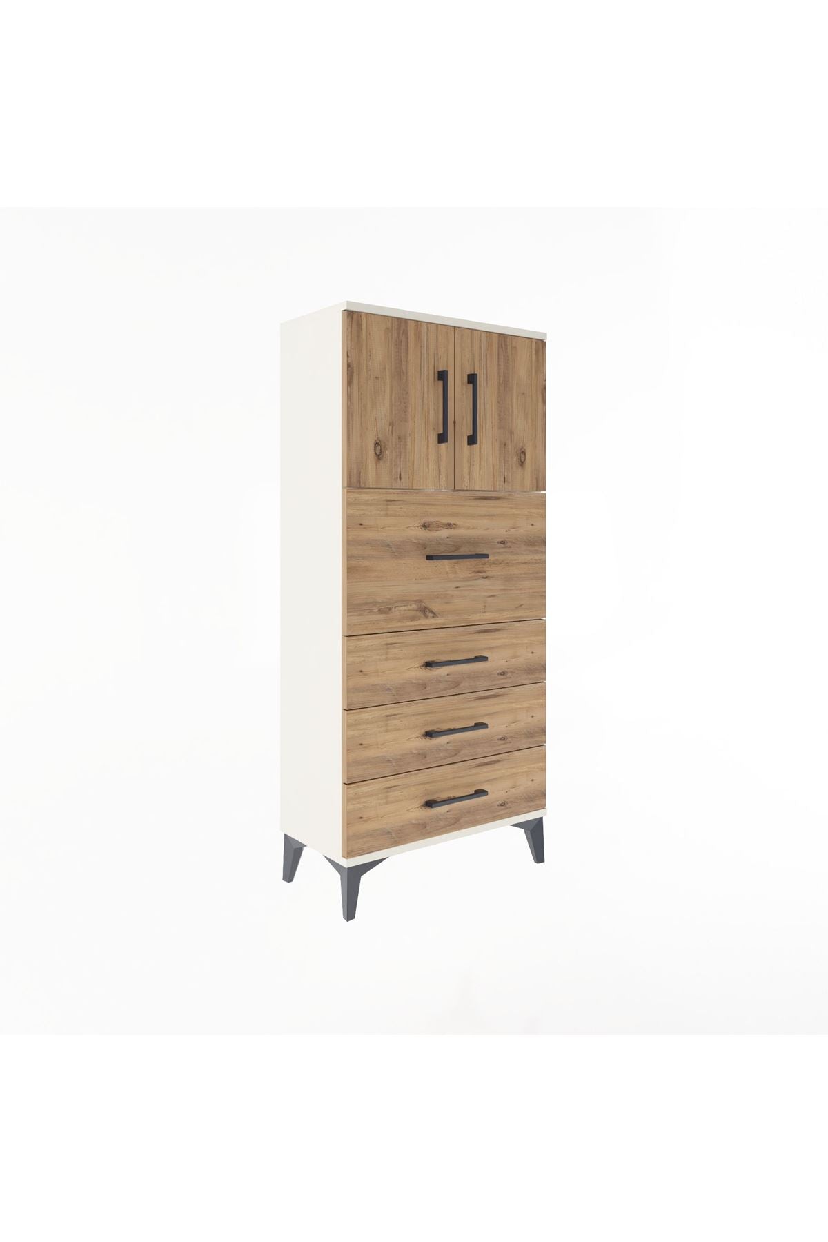 Arges Dolap Tek Raflı 4 Çekmeceli 2 Kapaklı 60x30x134 - S17M082V3A