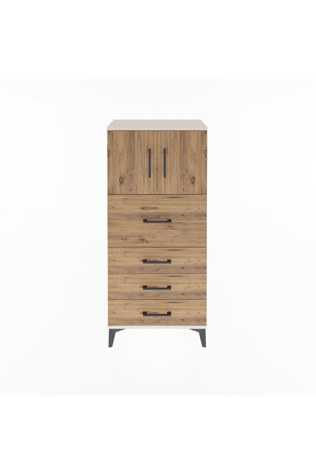 Arges Dolap Tek Raflı 4 Çekmeceli 2 Kapaklı 60x30x134 - S17M082V3A