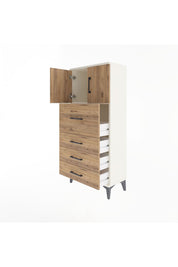 Arges Dolap Tek Raflı 4 Çekmeceli 2 Kapaklı 60x30x134 - S17M082V3A