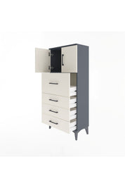 Arges Dolap Tek Raflı 4 Çekmeceli 2 Kapaklı 60x30x134 - S17M082V4A