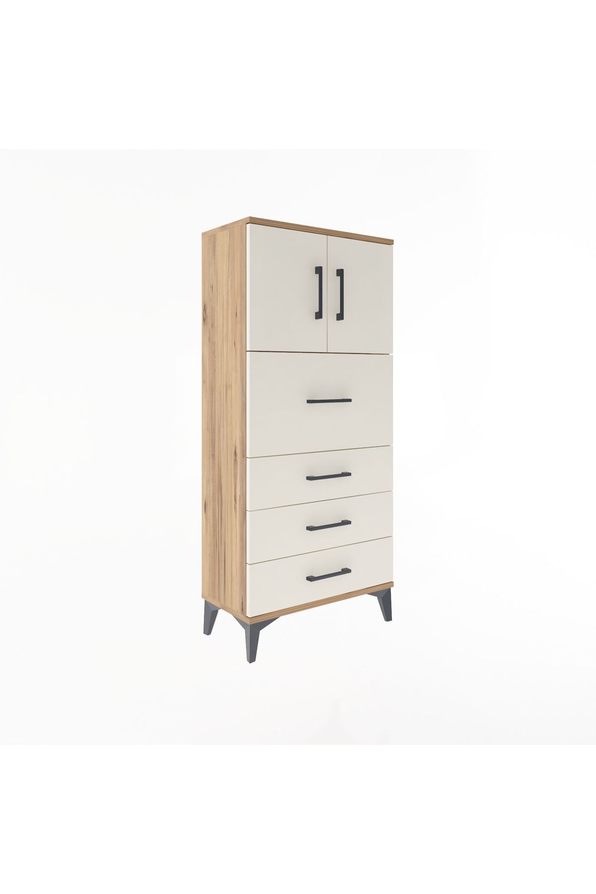 Arges Dolap Tek Raflı 4 Çekmeceli 2 Kapaklı 60x30x134 - S17M082V7A