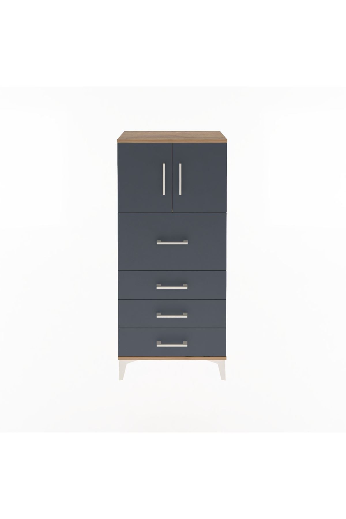 Arges Dolap Tek Raflı 4 Çekmeceli 2 Kapaklı 60x30x134 - S17M082V8A