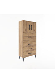Arges Dolap Tek Raflı 4 Çekmeceli 2 Kapaklı 60x30x134 - S17M082V9A