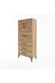 Arges Dolap Tek Raflı 4 Çekmeceli 2 Kapaklı 60x30x134 - S17M082V9A