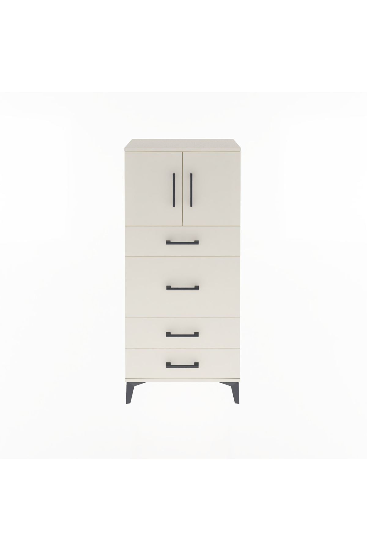 Arges Dolap Tek Raflı 4 Çekmeceli 2 Kapaklı 60x30x134 - S17M083V1A