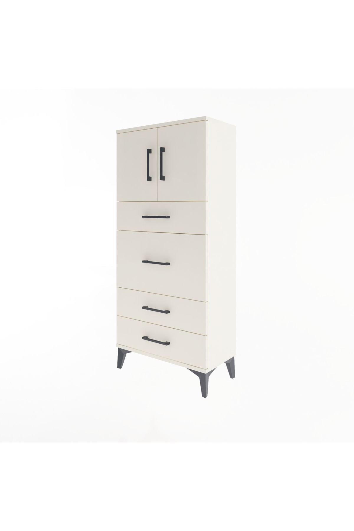 Arges Dolap Tek Raflı 4 Çekmeceli 2 Kapaklı 60x30x134 - S17M083V1A
