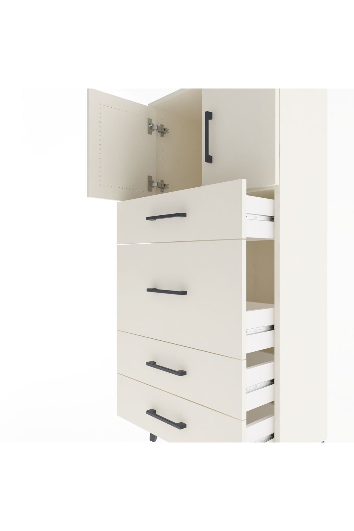 Arges Dolap Tek Raflı 4 Çekmeceli 2 Kapaklı 60x30x134 - S17M083V1A