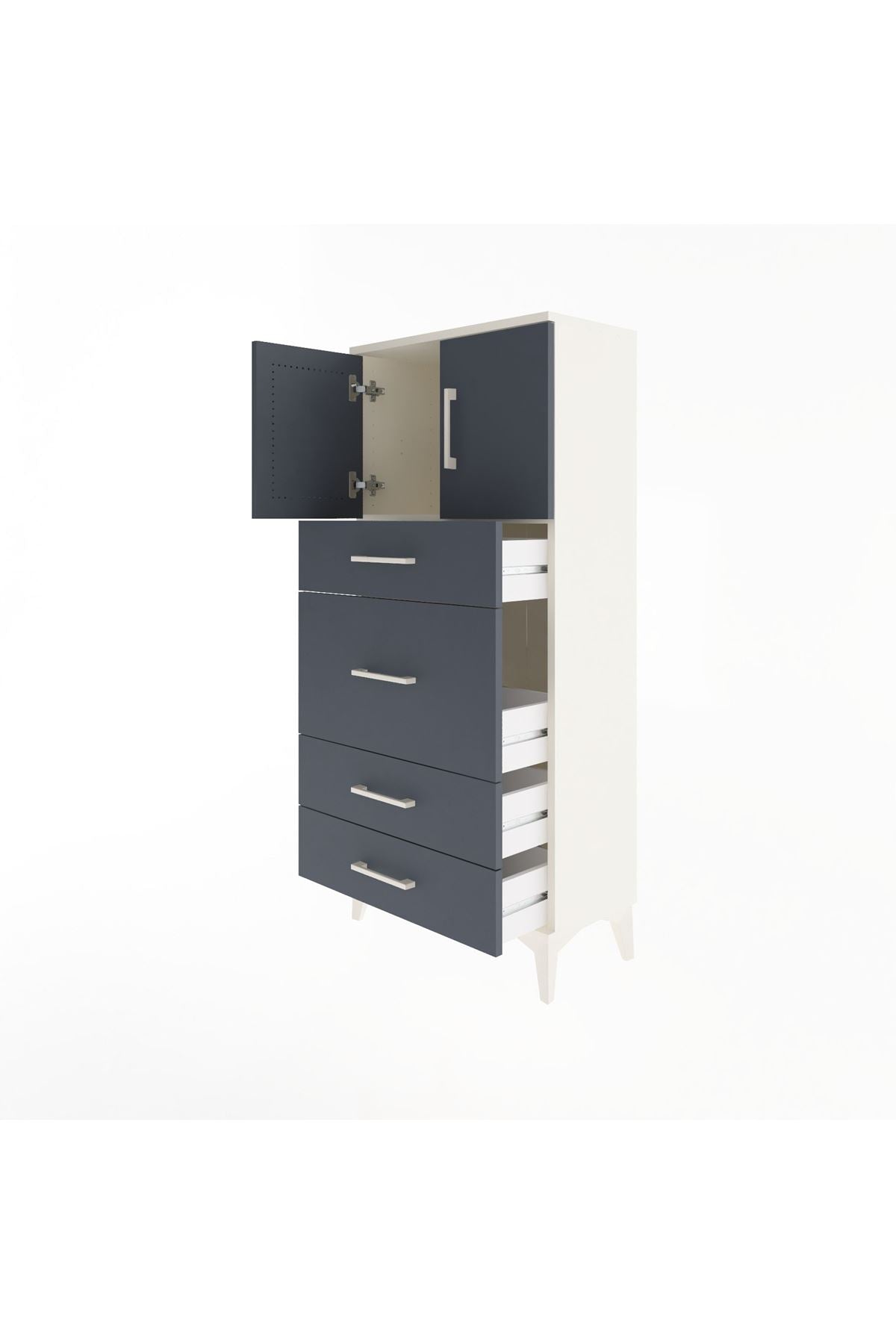 Arges Dolap Tek Raflı 4 Çekmeceli 2 Kapaklı 60x30x134 - S17M083V2A