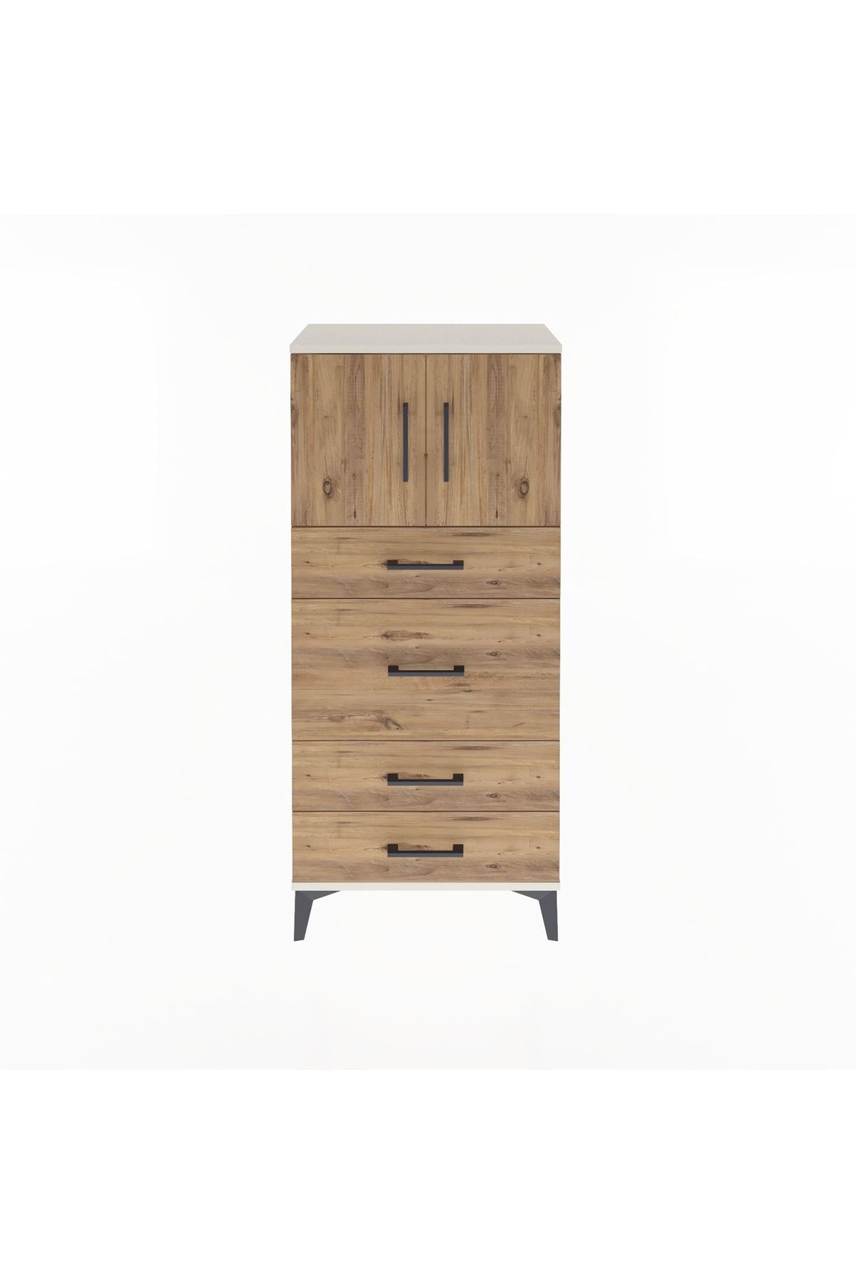 Arges Dolap Tek Raflı 4 Çekmeceli 2 Kapaklı 60x30x134 - S17M083V3A