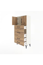 Arges Dolap Tek Raflı 4 Çekmeceli 2 Kapaklı 60x30x134 - S17M083V3A