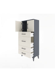 Arges Dolap Tek Raflı 4 Çekmeceli 2 Kapaklı 60x30x134 - S17M083V4A