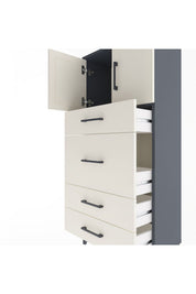 Arges Dolap Tek Raflı 4 Çekmeceli 2 Kapaklı 60x30x134 - S17M083V4A