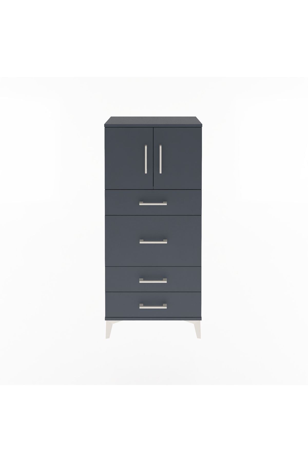 Arges Dolap Tek Raflı 4 Çekmeceli 2 Kapaklı 60x30x134 - S17M083V5A
