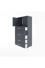 Arges Dolap Tek Raflı 4 Çekmeceli 2 Kapaklı 60x30x134 - S17M083V5A
