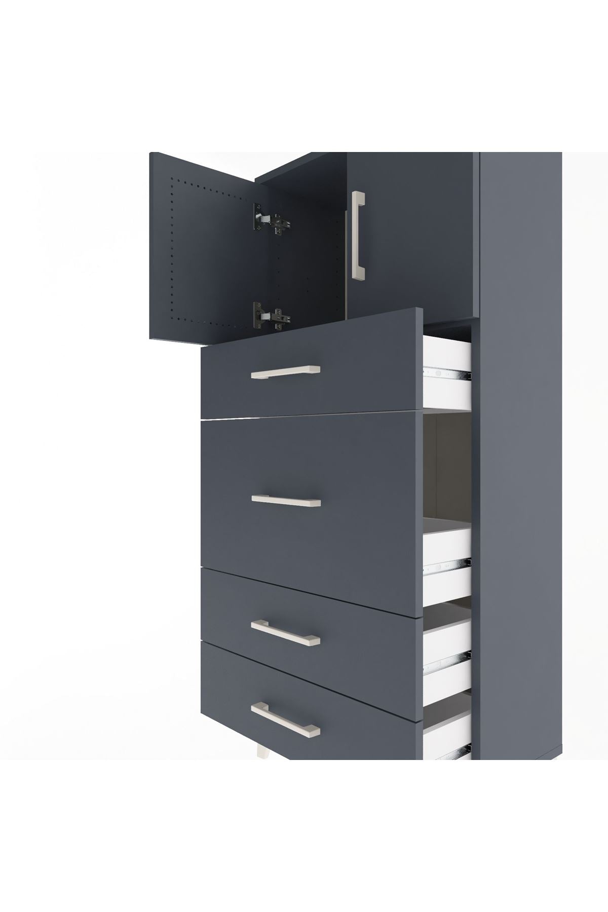 Arges Dolap Tek Raflı 4 Çekmeceli 2 Kapaklı 60x30x134 - S17M083V5A