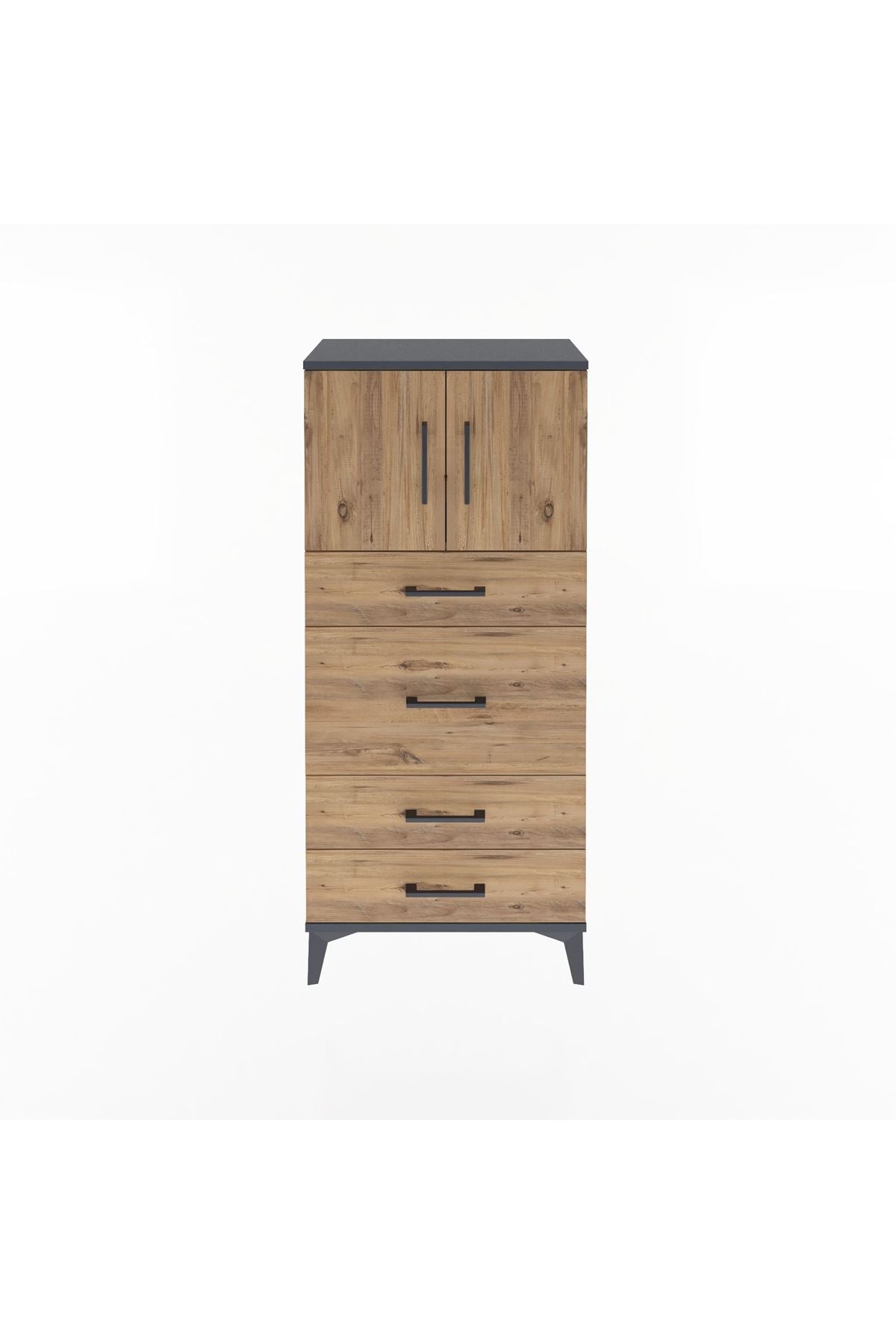 Arges Dolap Tek Raflı 4 Çekmeceli 2 Kapaklı 60x30x134 - S17M083V6A