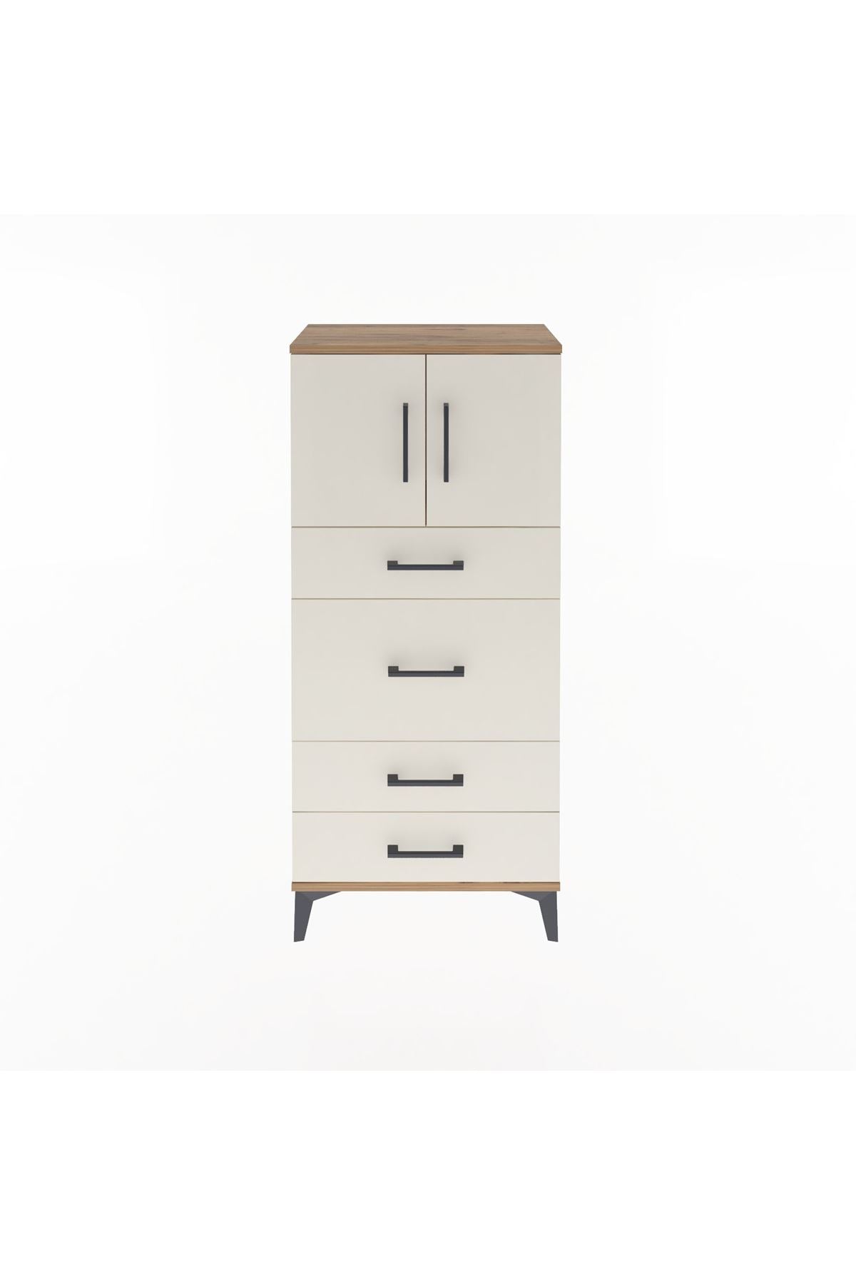 Arges Dolap Tek Raflı 4 Çekmeceli 2 Kapaklı 60x30x134 - S17M083V7A