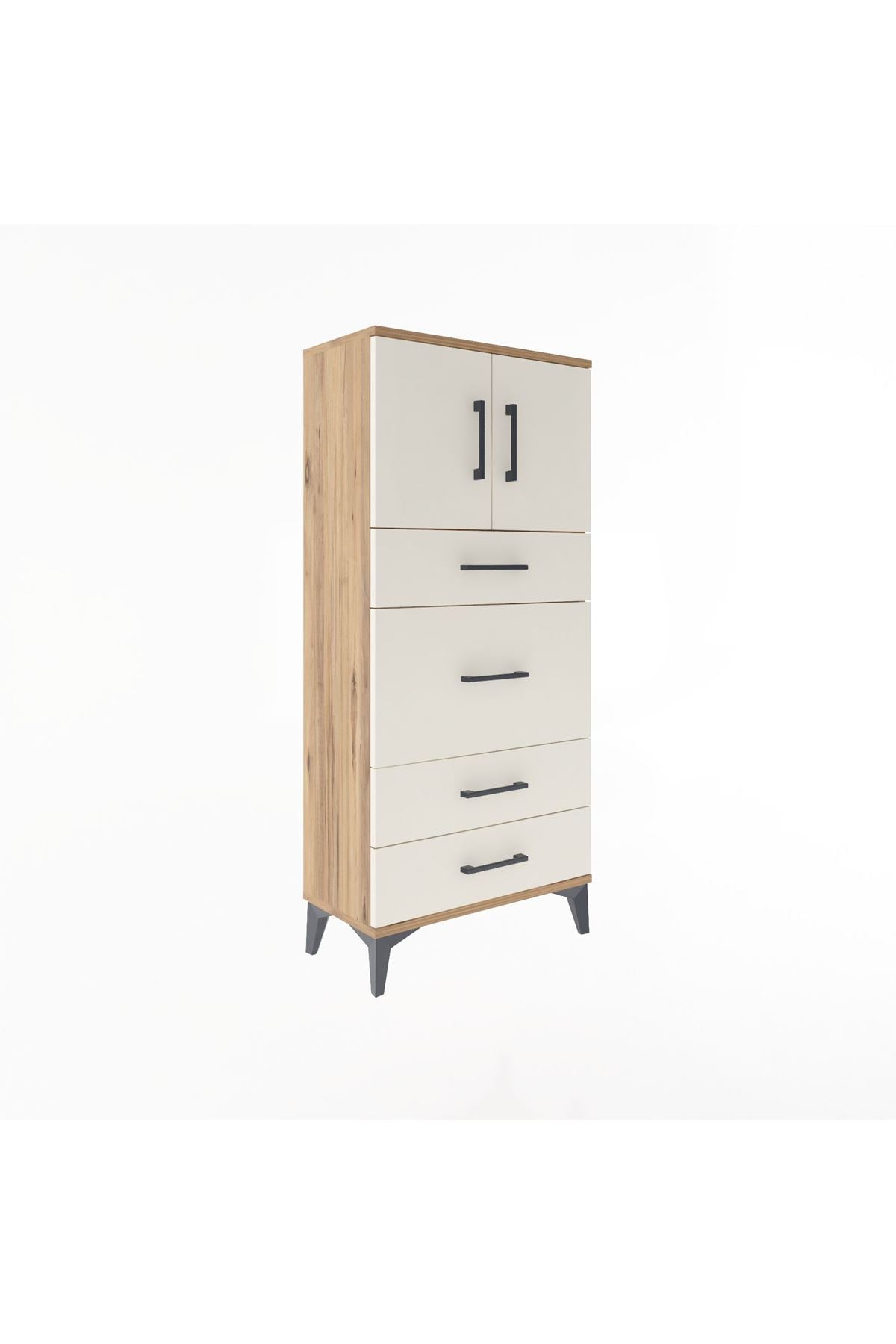 Arges Dolap Tek Raflı 4 Çekmeceli 2 Kapaklı 60x30x134 - S17M083V7A