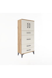 Arges Dolap Tek Raflı 4 Çekmeceli 2 Kapaklı 60x30x134 - S17M083V7A