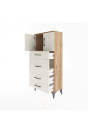 Arges Dolap Tek Raflı 4 Çekmeceli 2 Kapaklı 60x30x134 - S17M083V7A