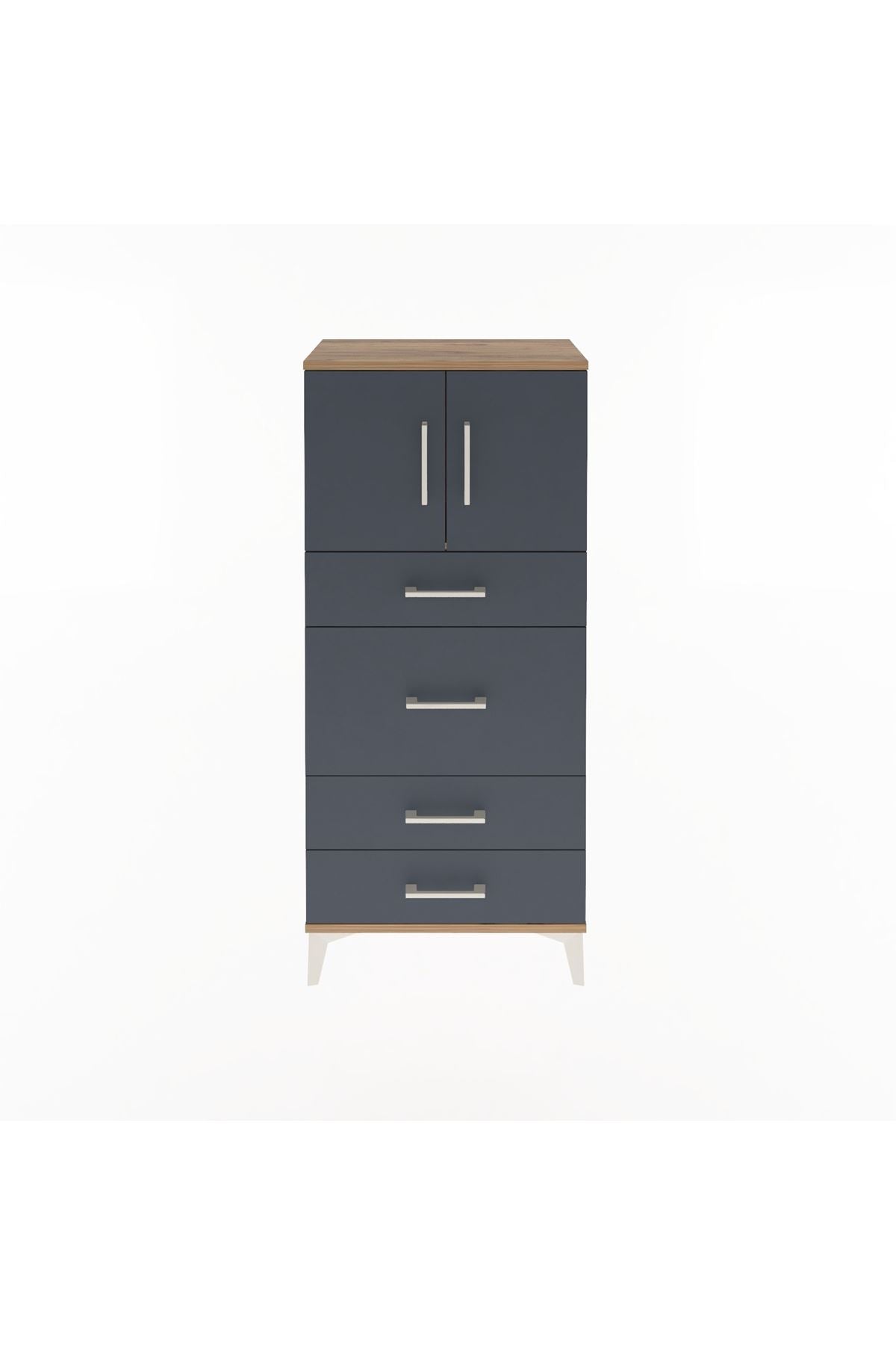 Arges Dolap Tek Raflı 4 Çekmeceli 2 Kapaklı 60x30x134 - S17M083V8A