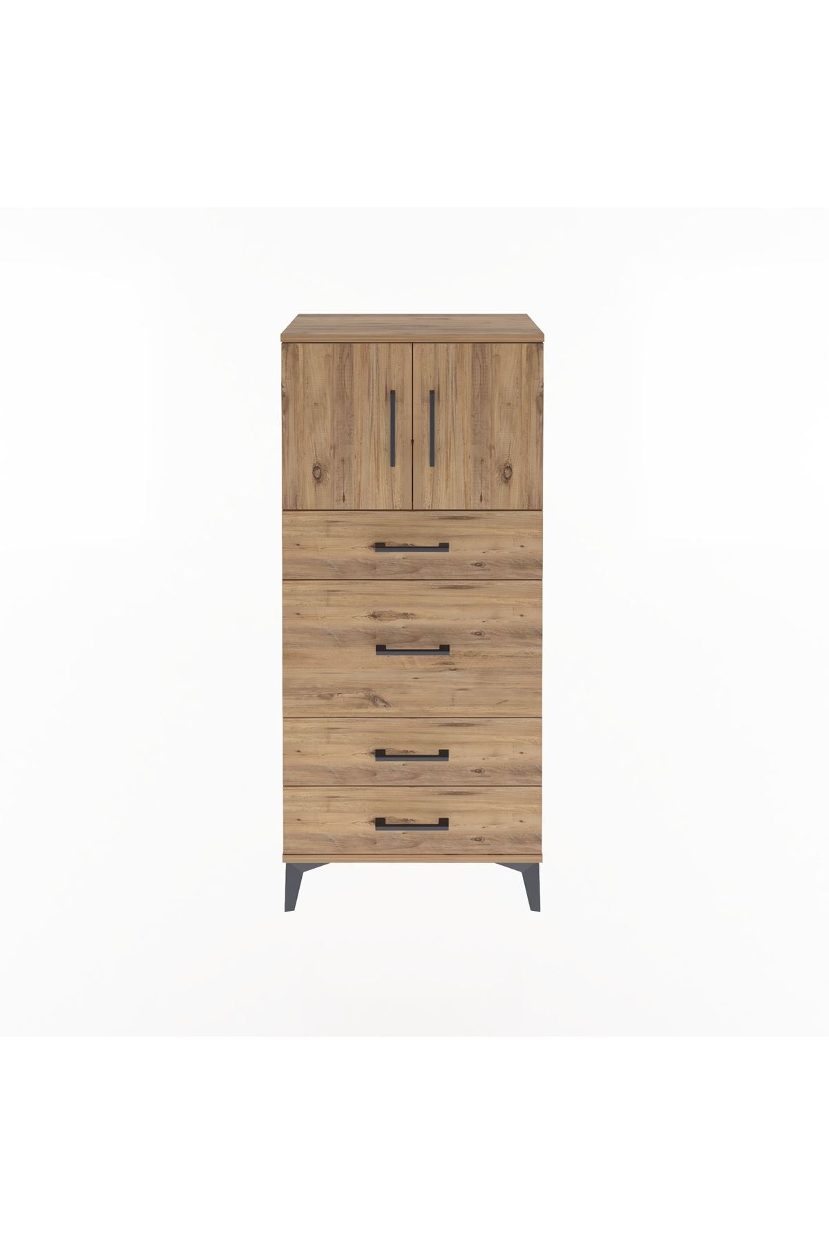 Arges Dolap Tek Raflı 4 Çekmeceli 2 Kapaklı 60x30x134 - S17M083V9A