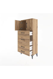 Arges Dolap Tek Raflı 4 Çekmeceli 2 Kapaklı 60x30x134 - S17M083V9A