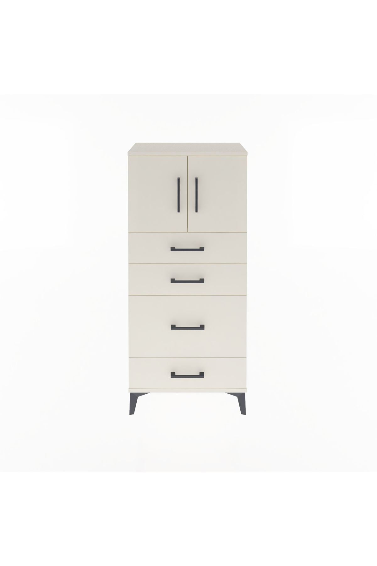 Arges Dolap Tek Raflı 4 Çekmeceli 2 Kapaklı 60x30x134 - S17M084V1A