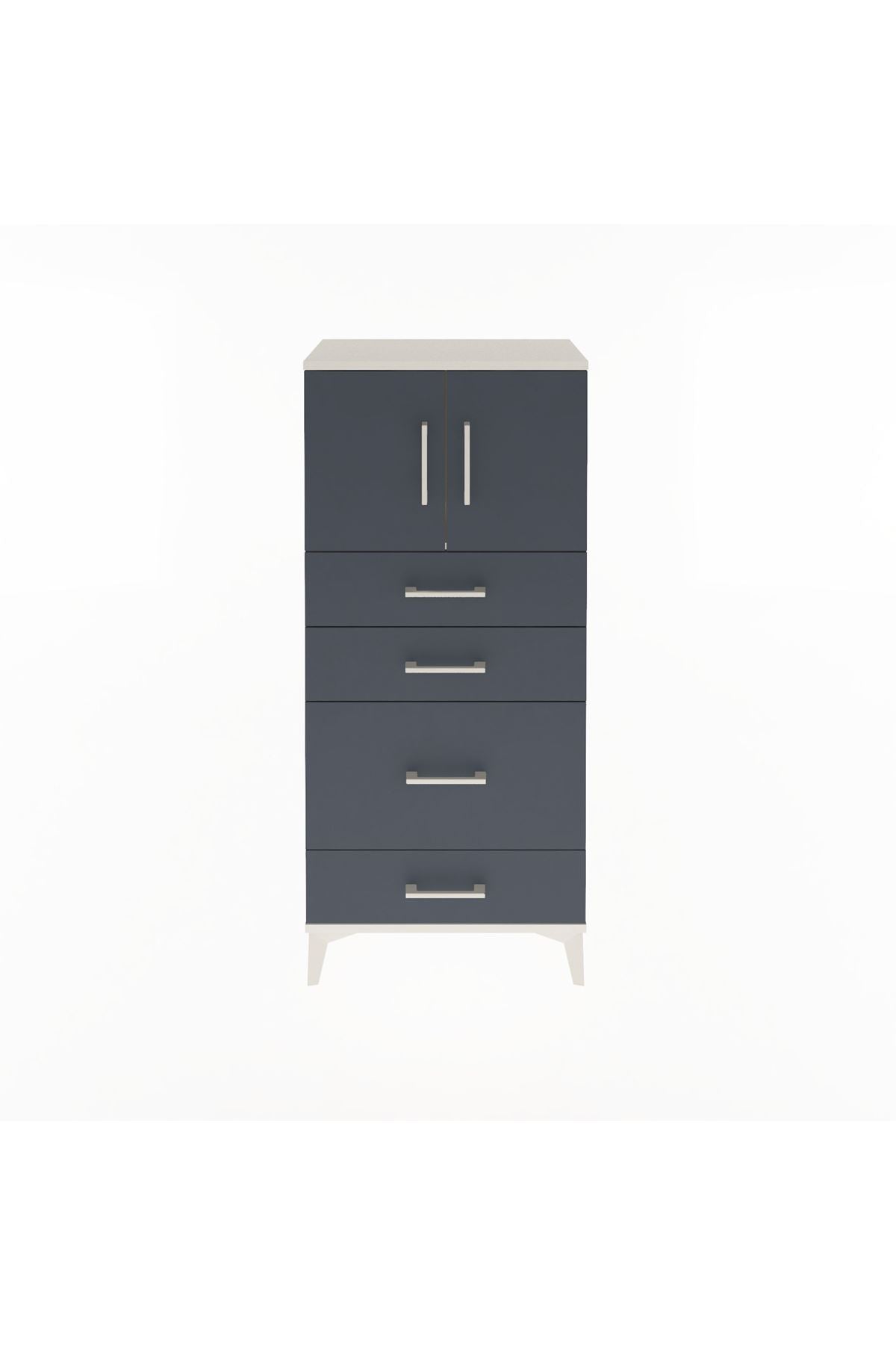 Arges Dolap Tek Raflı 4 Çekmeceli 2 Kapaklı 60x30x134 - S17M084V2A