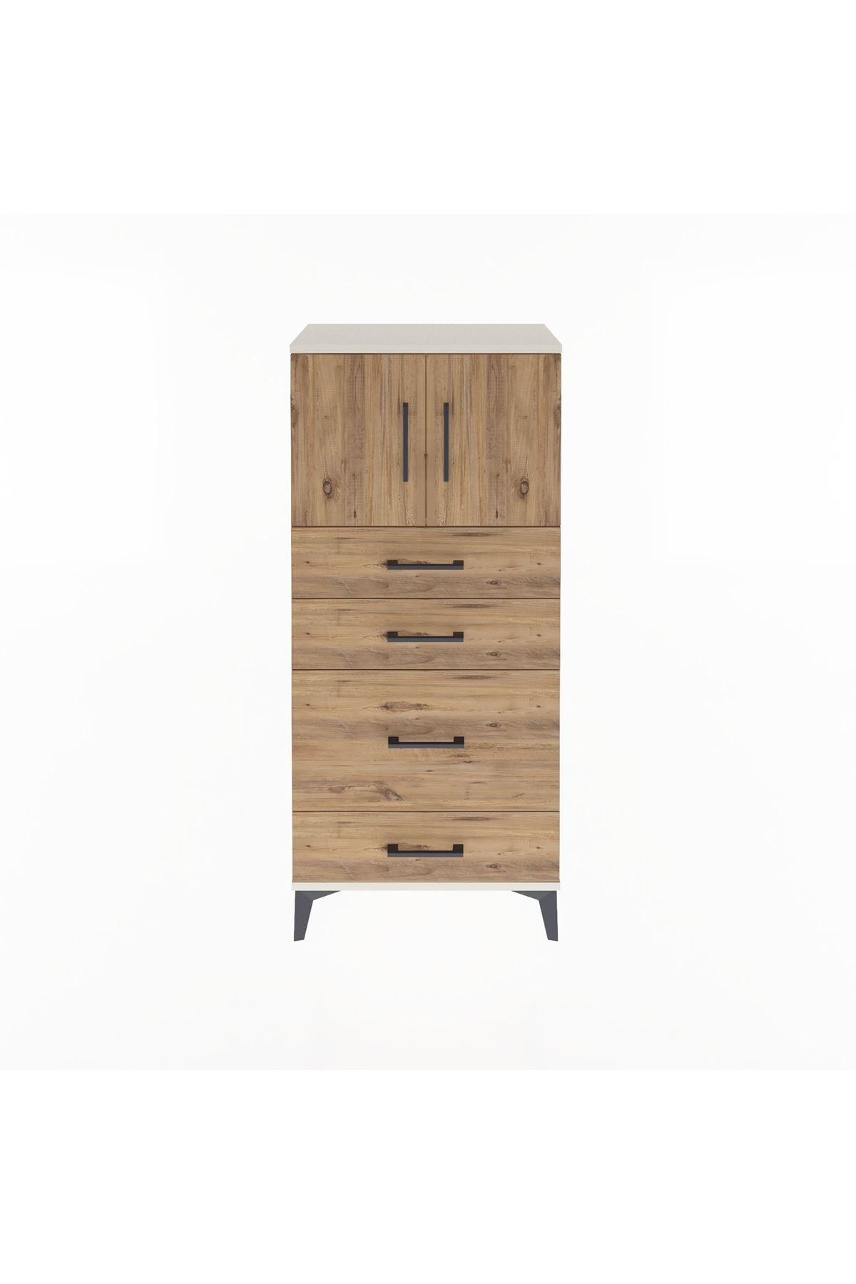 Arges Dolap Tek Raflı 4 Çekmeceli 2 Kapaklı 60x30x134 - S17M084V3A