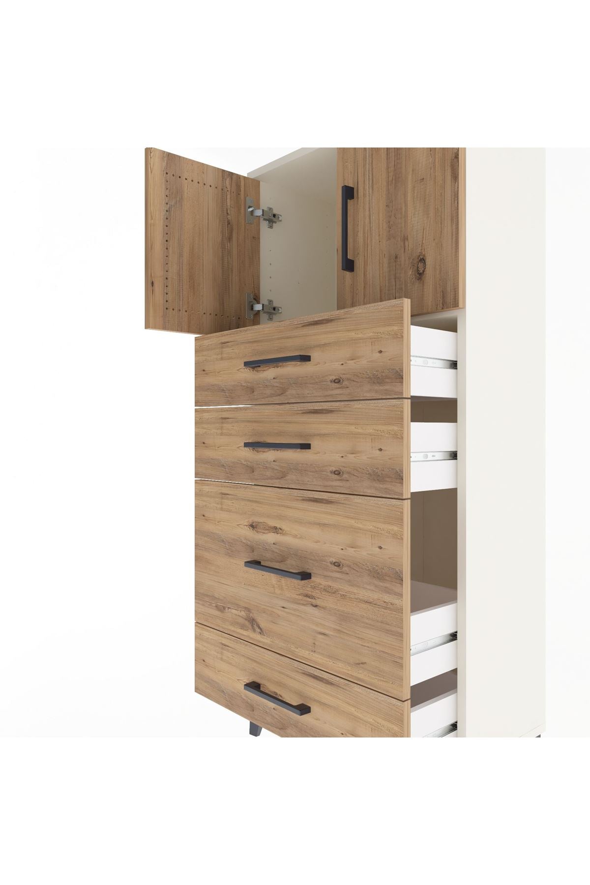 Arges Dolap Tek Raflı 4 Çekmeceli 2 Kapaklı 60x30x134 - S17M084V3A