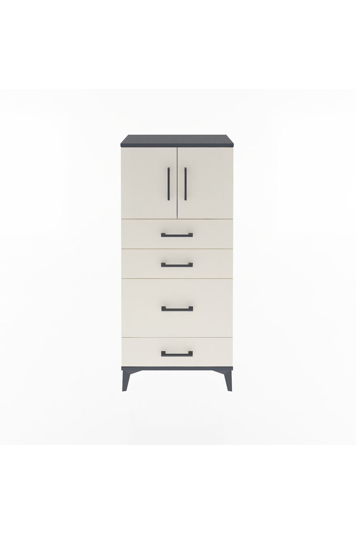 Arges Dolap Tek Raflı 4 Çekmeceli 2 Kapaklı 60x30x134 - S17M084V4A