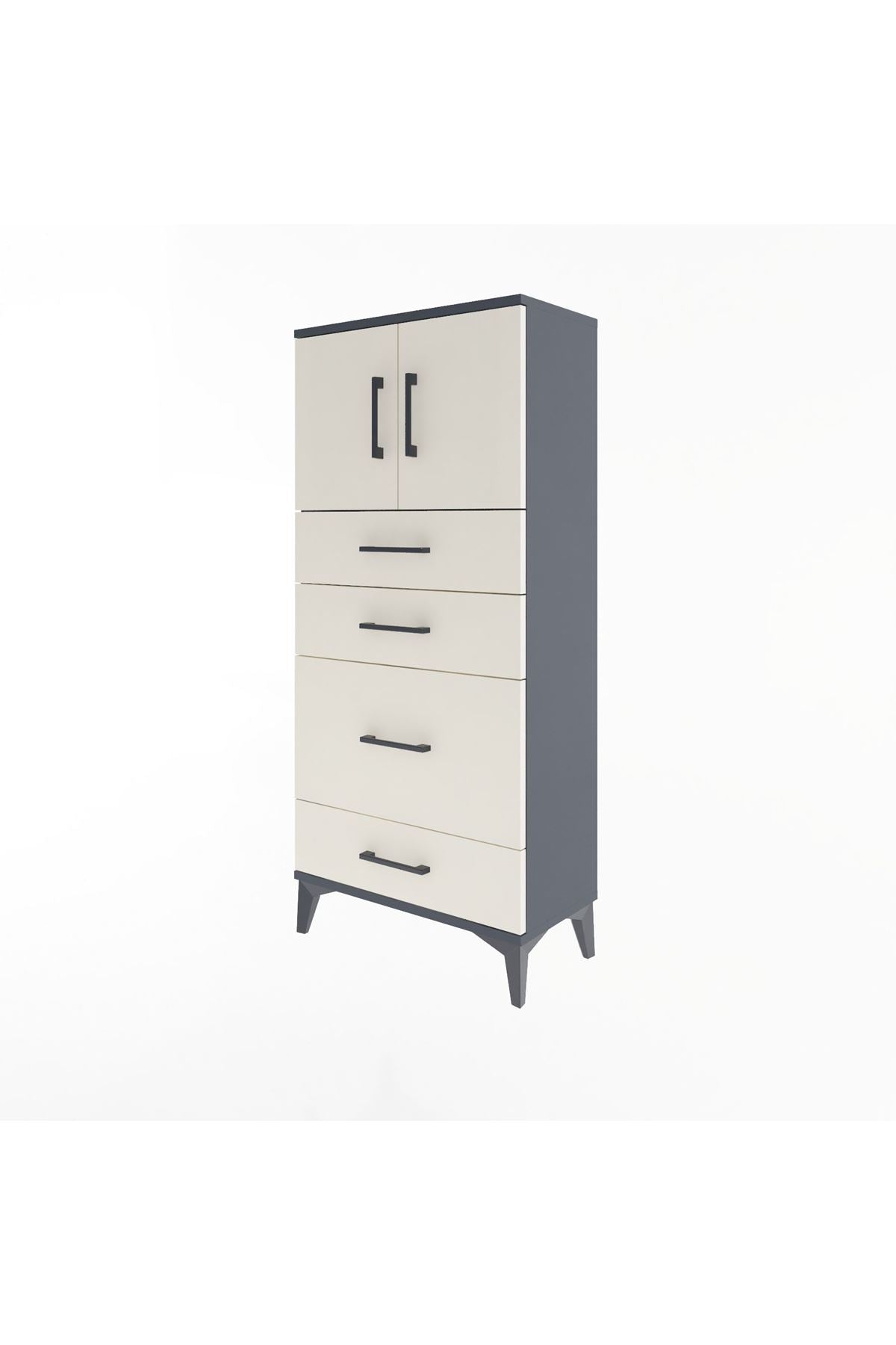 Arges Dolap Tek Raflı 4 Çekmeceli 2 Kapaklı 60x30x134 - S17M084V4A