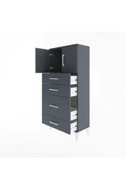 Arges Dolap Tek Raflı 4 Çekmeceli 2 Kapaklı 60x30x134 - S17M084V5A