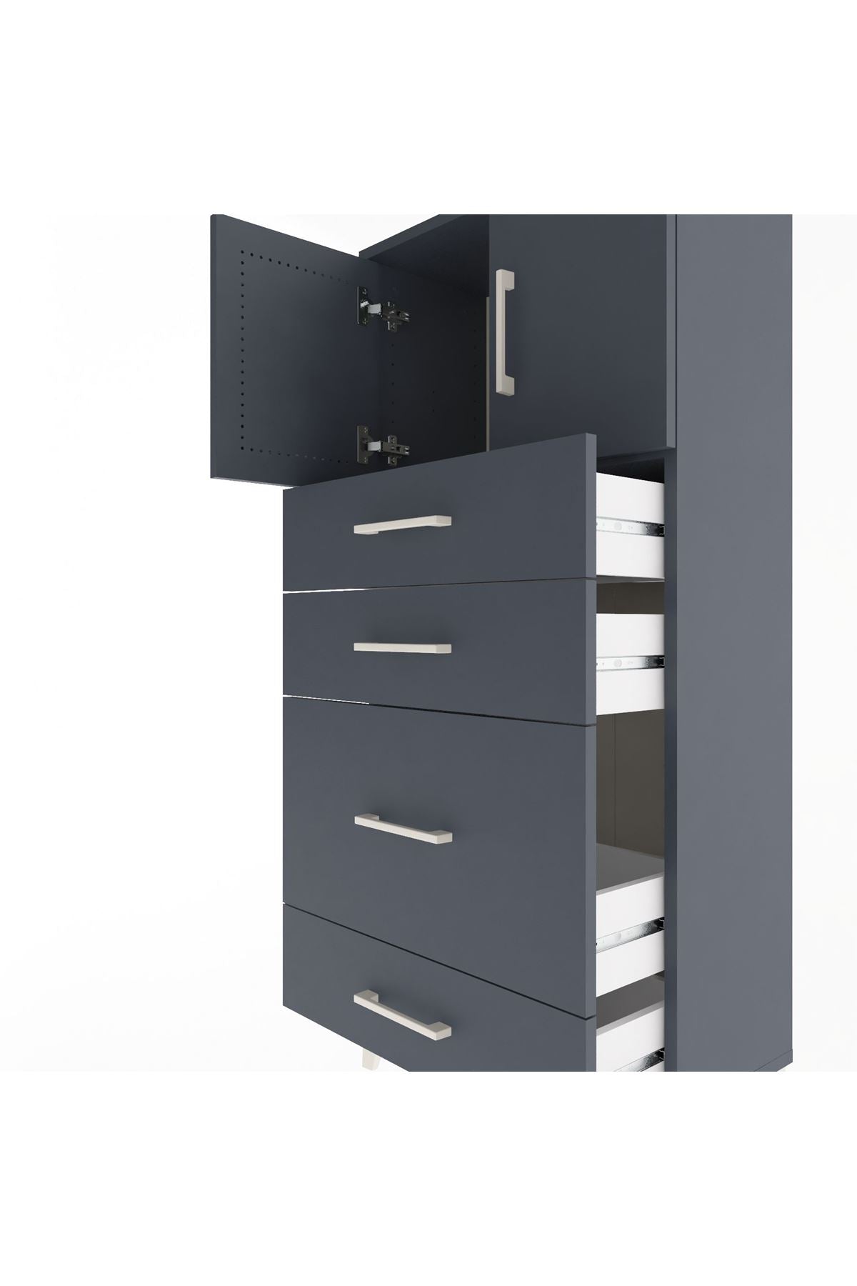 Arges Dolap Tek Raflı 4 Çekmeceli 2 Kapaklı 60x30x134 - S17M084V5A