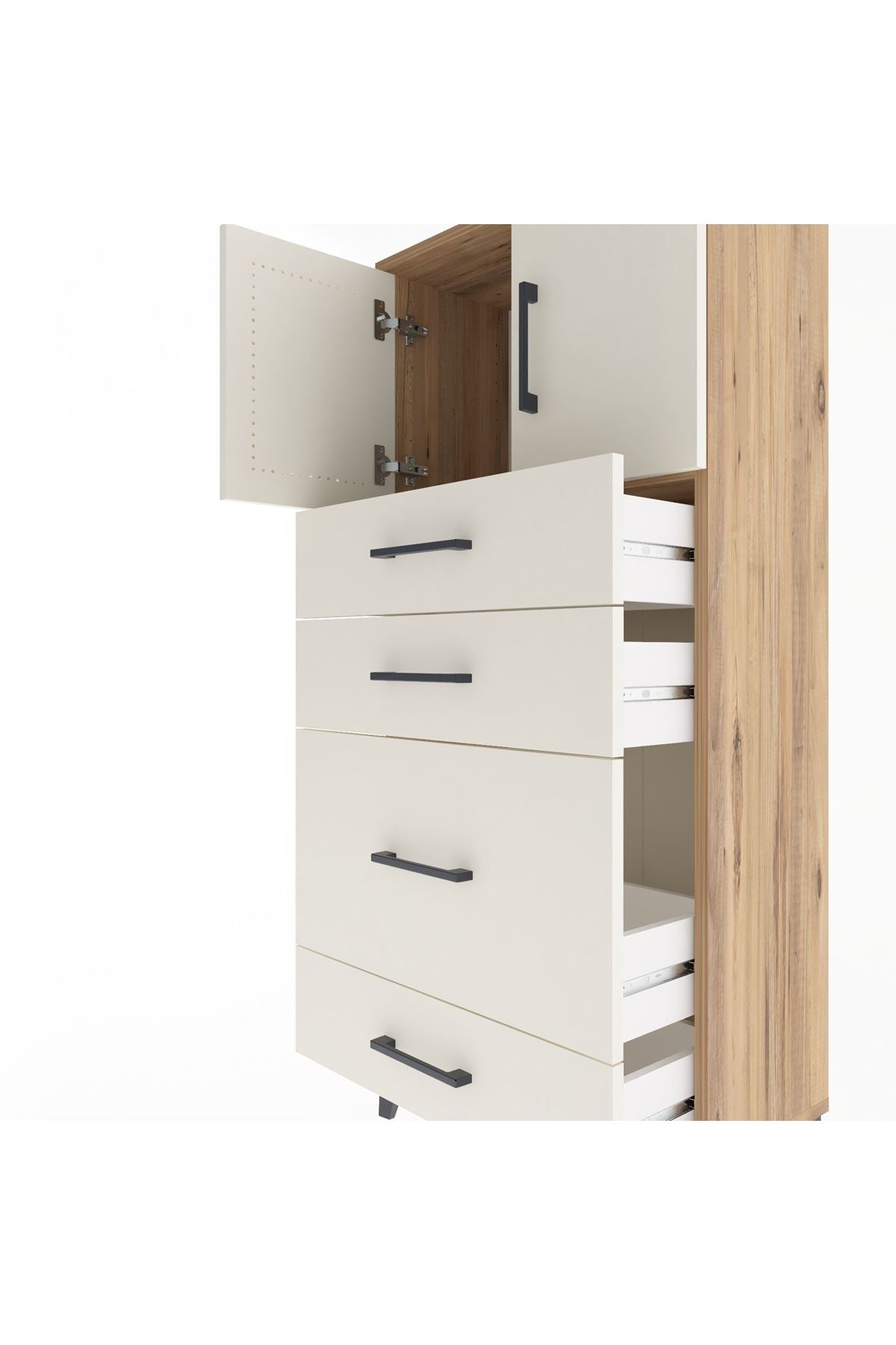 Arges Dolap Tek Raflı 4 Çekmeceli 2 Kapaklı 60x30x134 - S17M084V7A